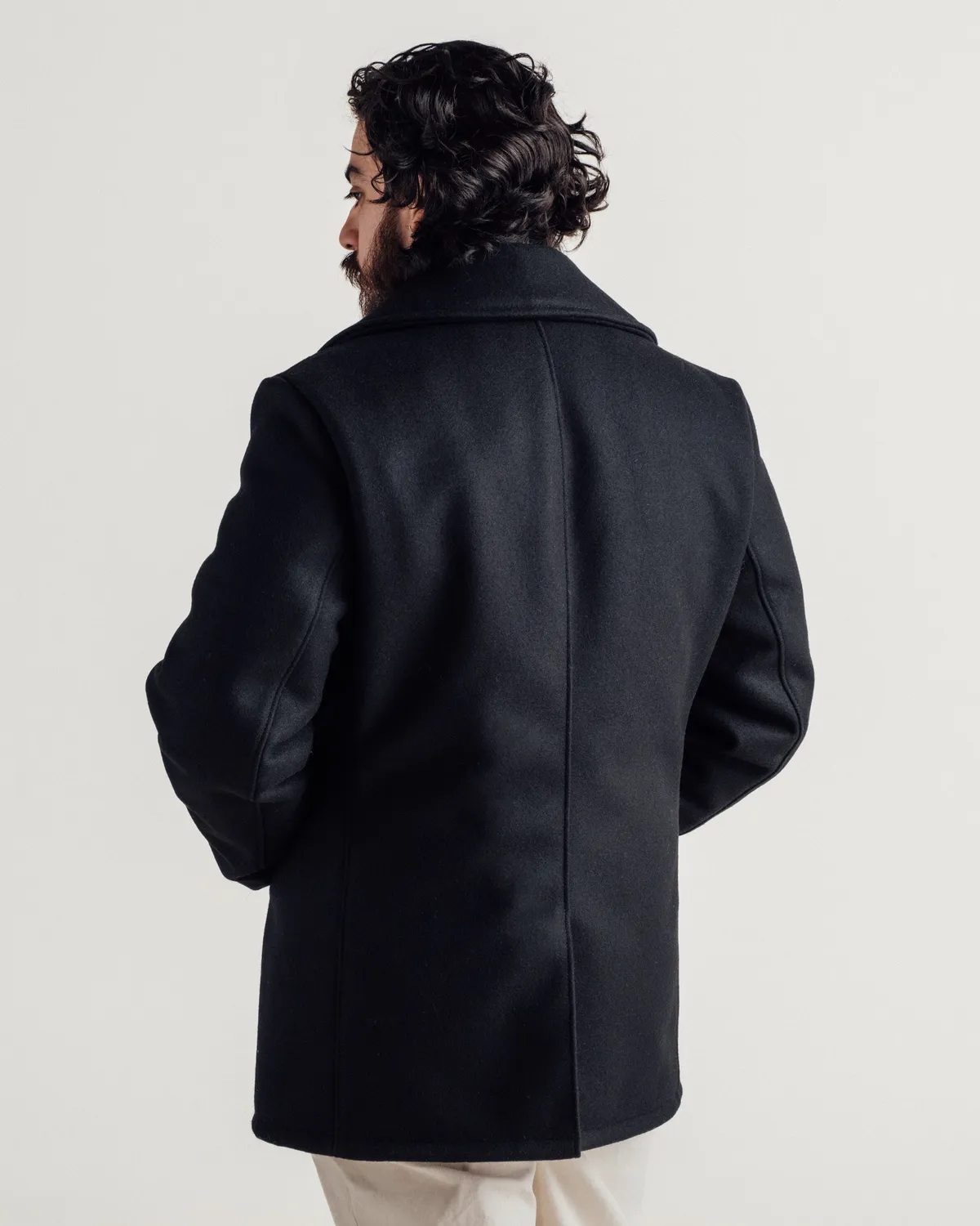 Schott NYC 740 ullkåpe navy regular 32" ull