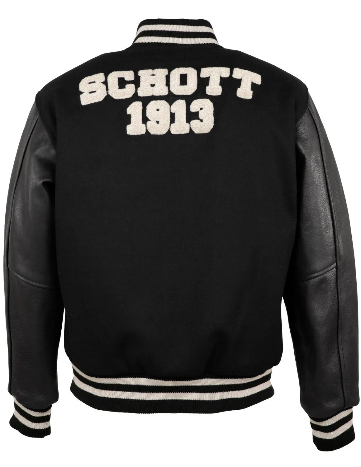Schott NYC 770 varsityjakke svart ull og skinn
