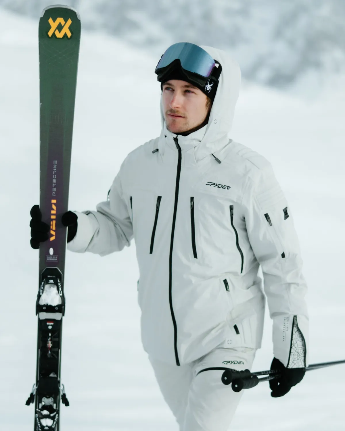 Spyder Pinnacle skijakke herre lysegrå vanntett
