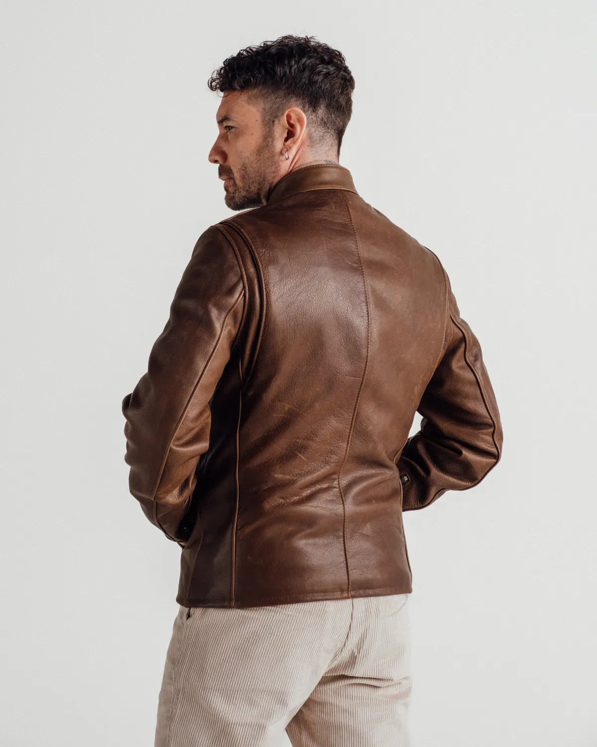 Schott NYC 530 skinnjakke brun café racer ku