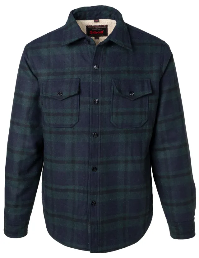 Schott NYC 7116P skjortejakke rød ull sherpa