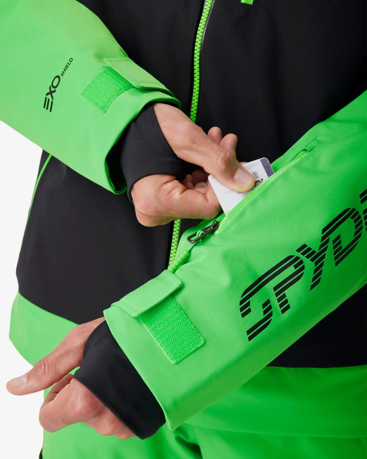 Spyder Davos skijakke strobe green 30K vanntett