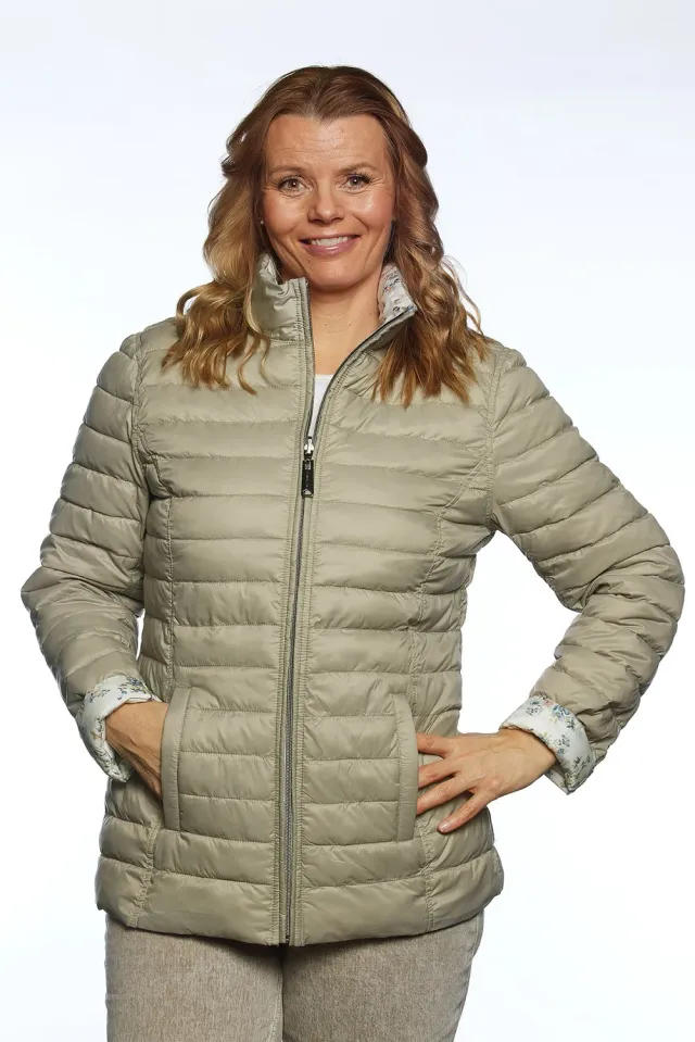 Windfield Idaline vendbar dunjakke stone andedun