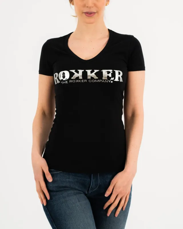 Rokker Lady Black t-skjorte dame svart stretch