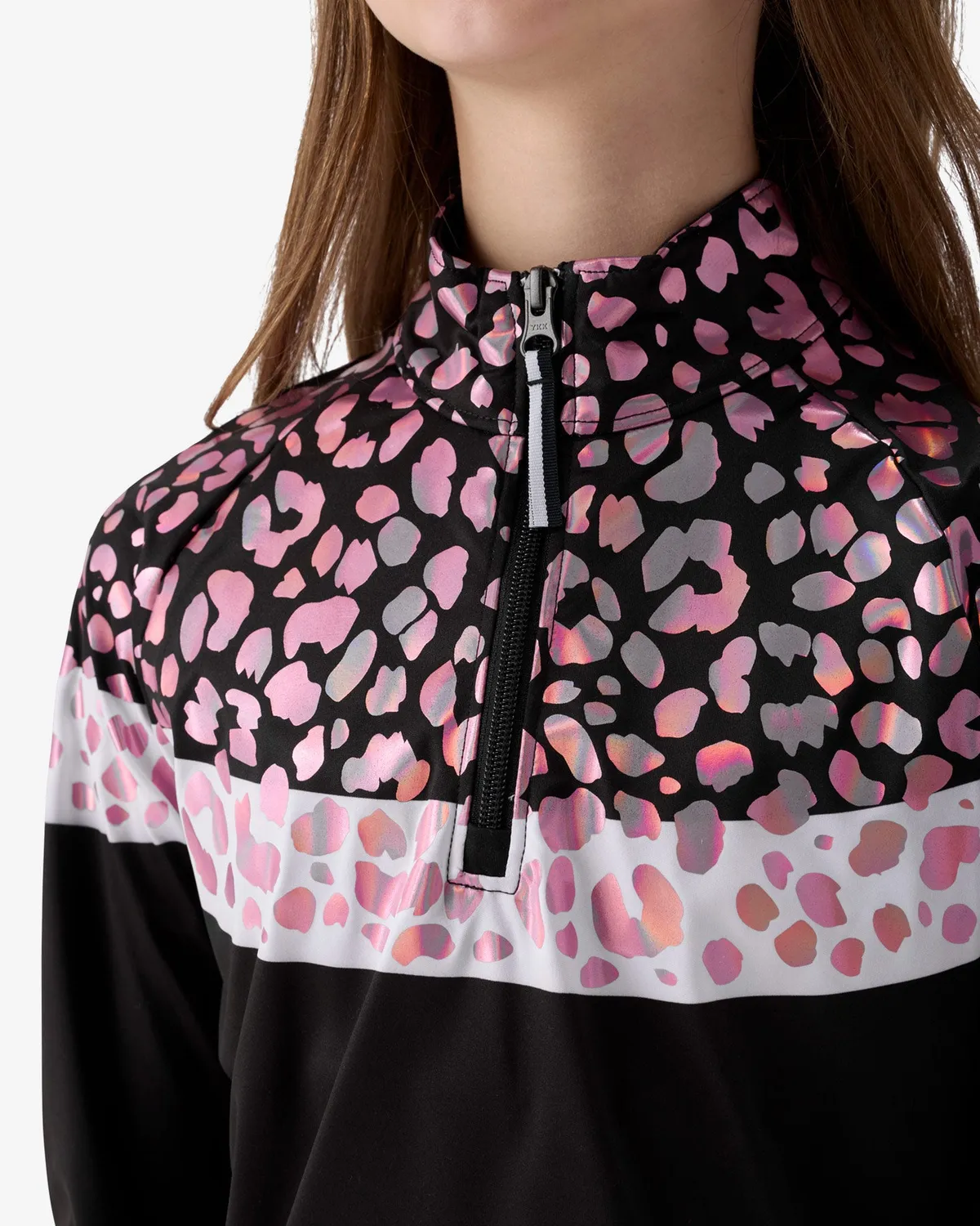 Spyder Surface Quarter Zip zip-genser jente leopard