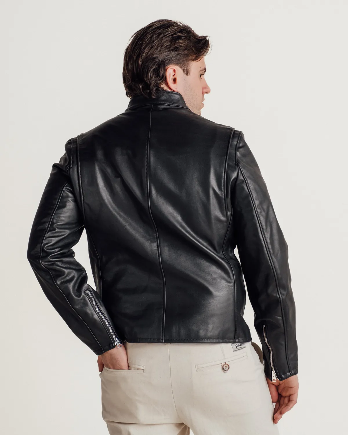 Schott NYC 554 café racer skinnjakke svart nubuck