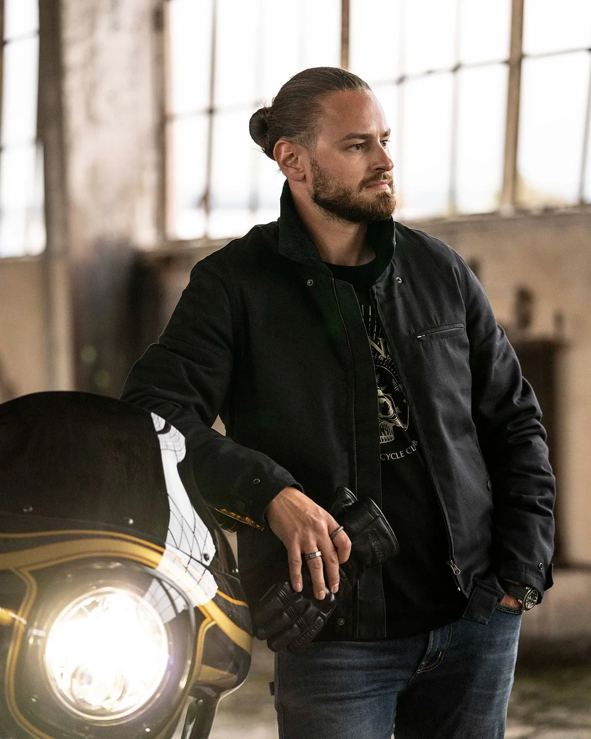 Rokker Canvas Jacket motorsykkeljakke AA sort herre