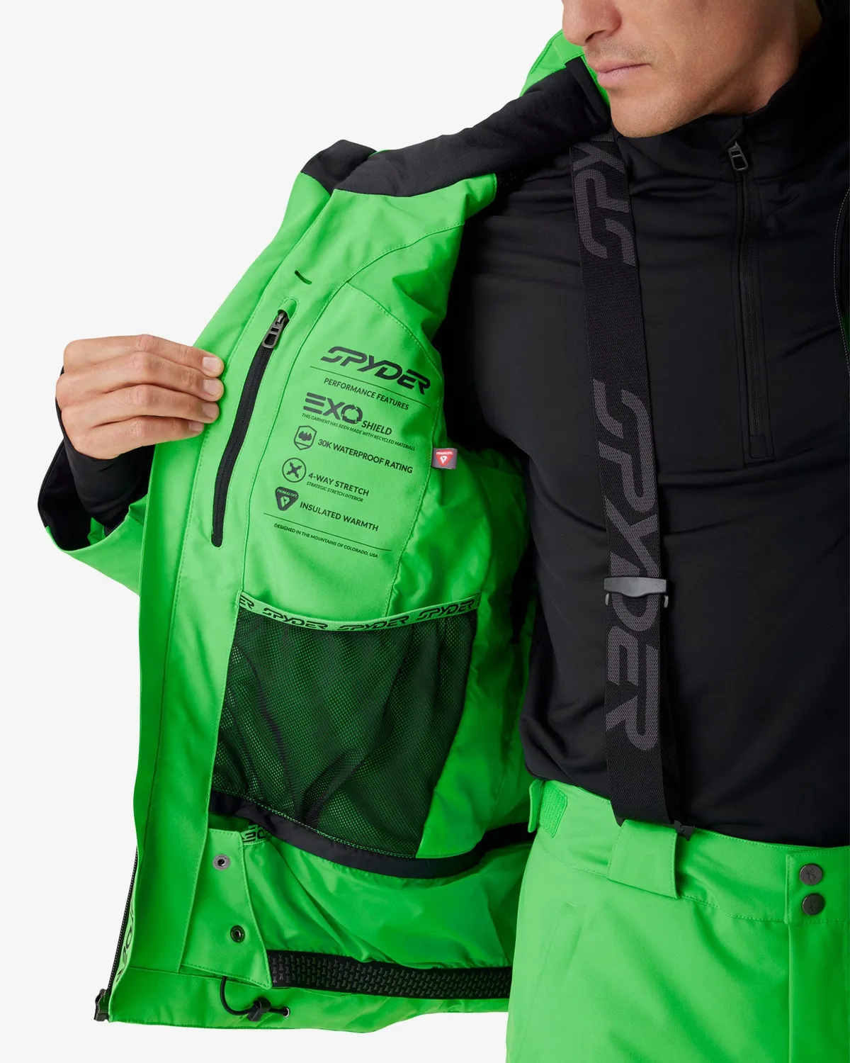 Spyder Titan skijakke strobe green 30K vanntett