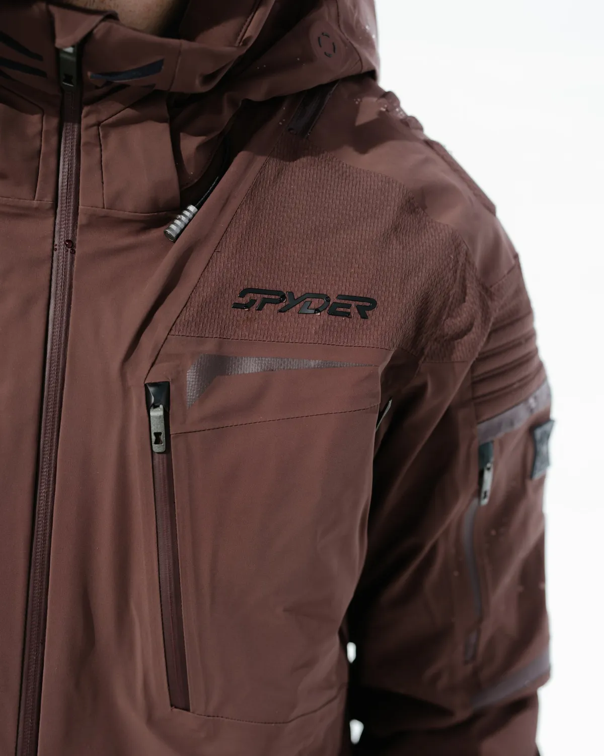 Spyder Pinnacle skijakke Mocha teknisk