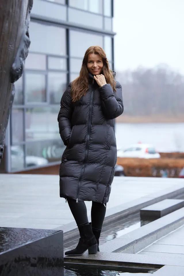 Danwear Elisa vinterjakke dame svart lang