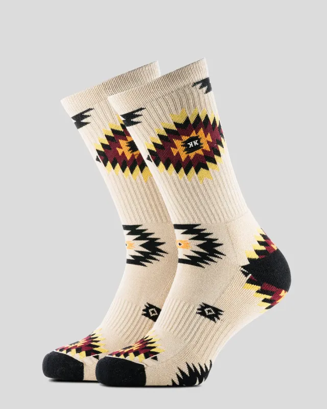 Rokker Kelim Rokk sokker Black Beige forsterket bomull