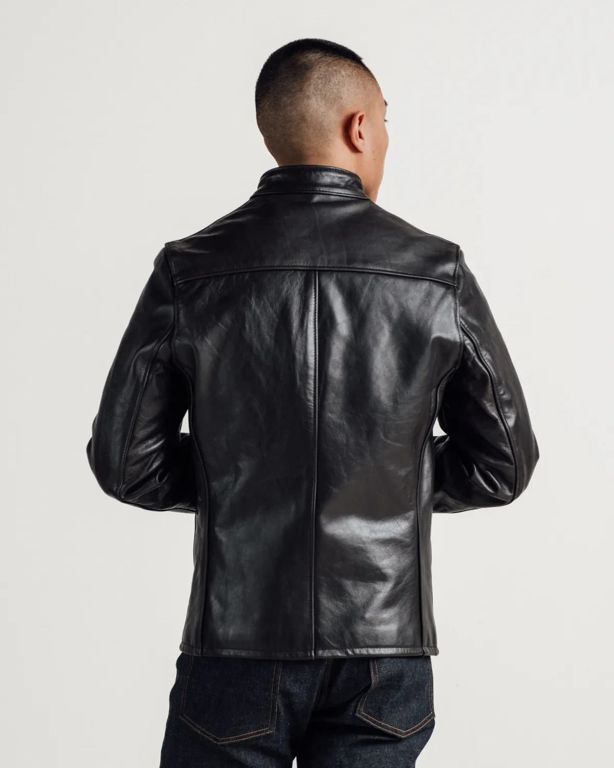 Schott NYC 654 Cafe Racer skinnjakke svart lett kuskinn