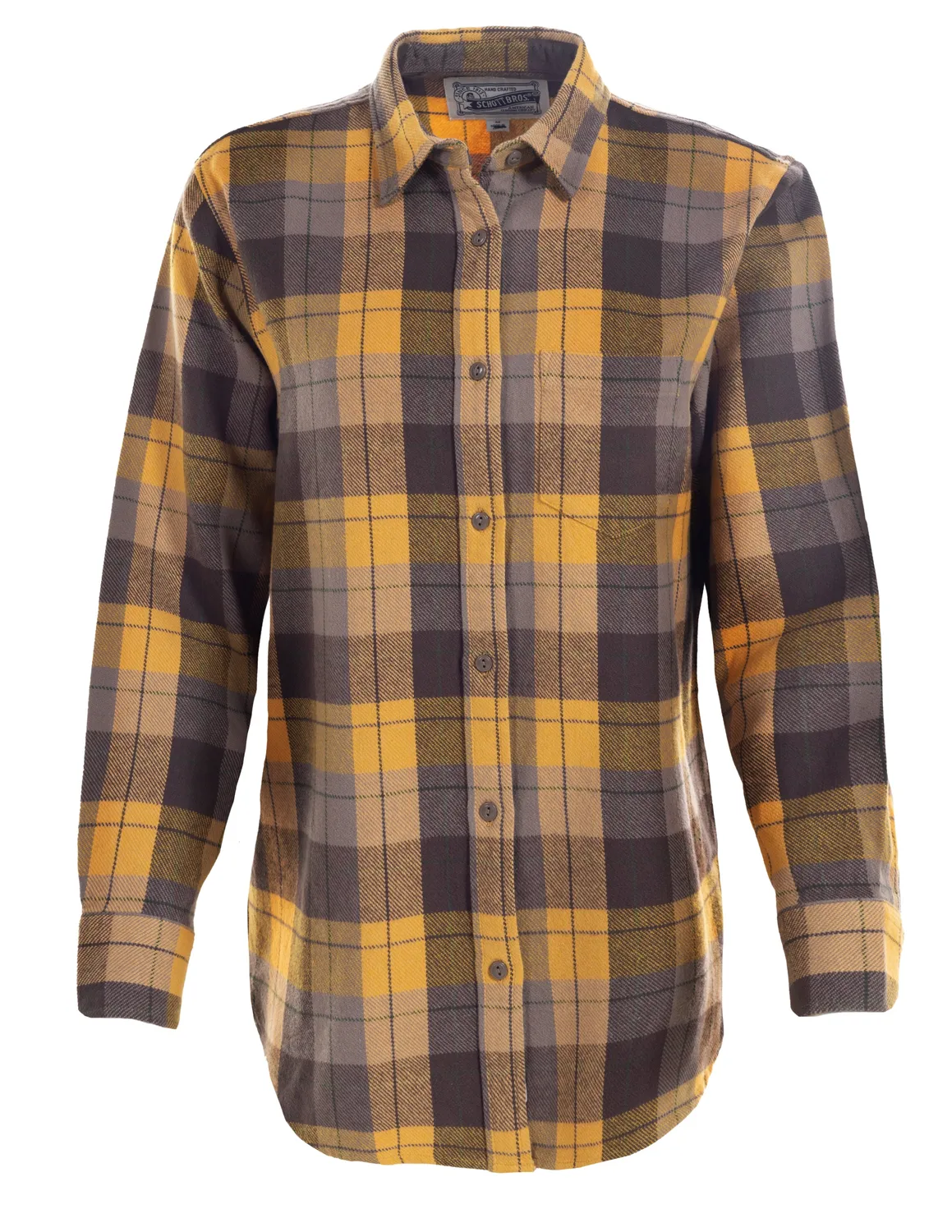 Schott NYC SH235W flanellskjorte dame sennep rutete