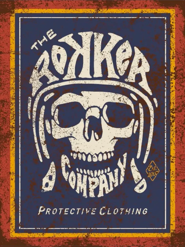 Rokker Skull blikkskilt 30x20 cm sort