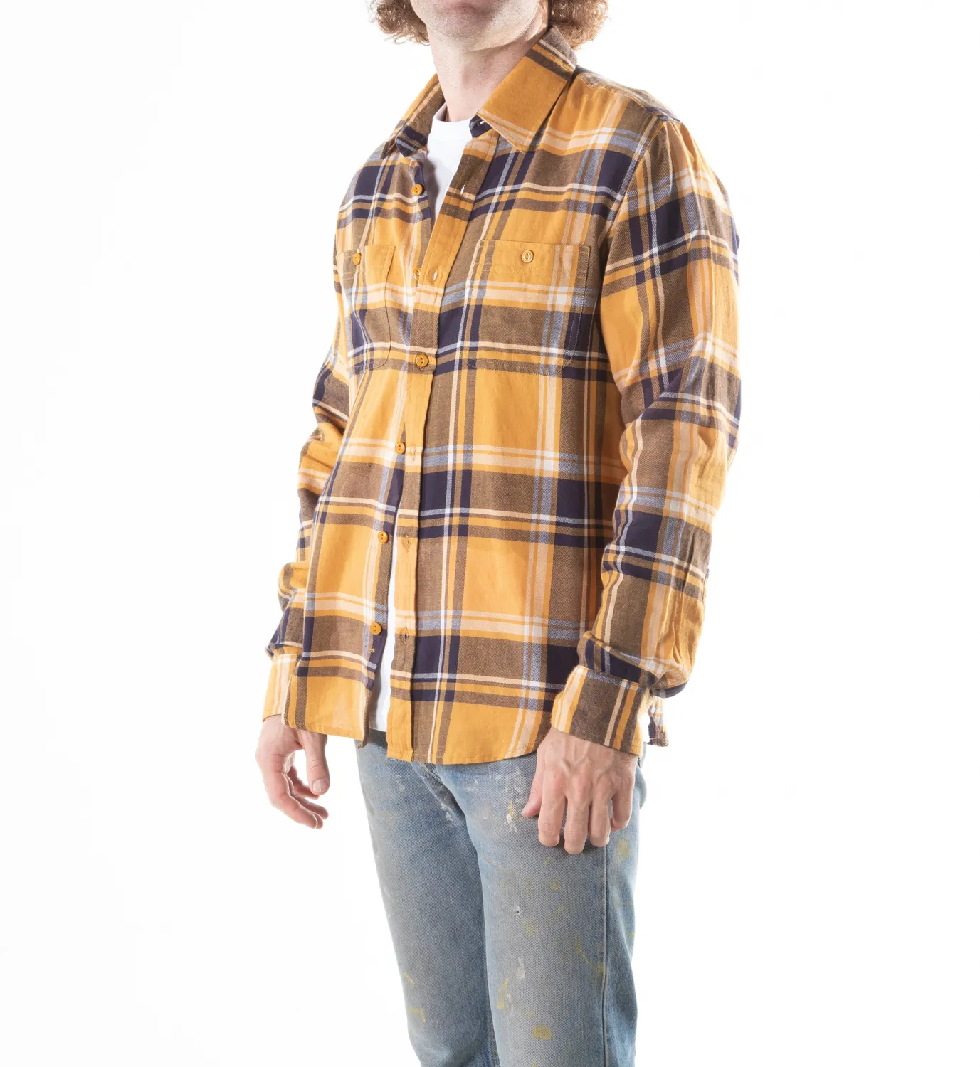 Schott NYC SH2307 rutete skjorte Blue bomull