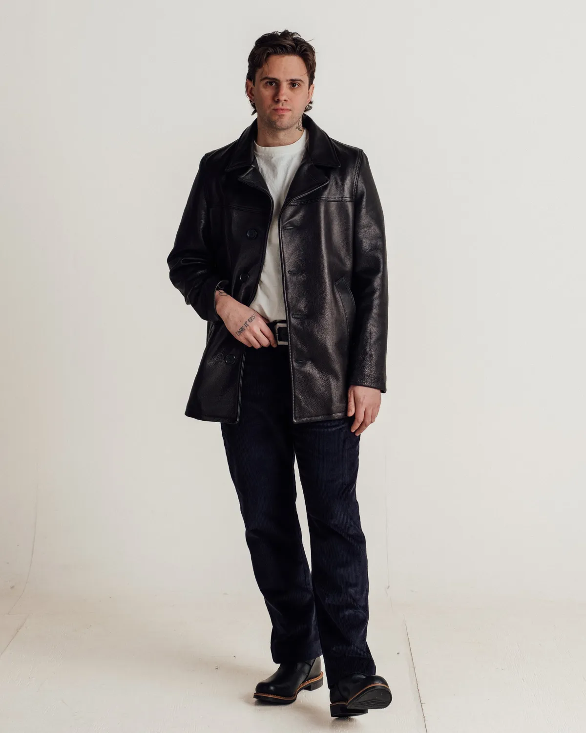 Schott NYC 564 car coat skinnjakke svart