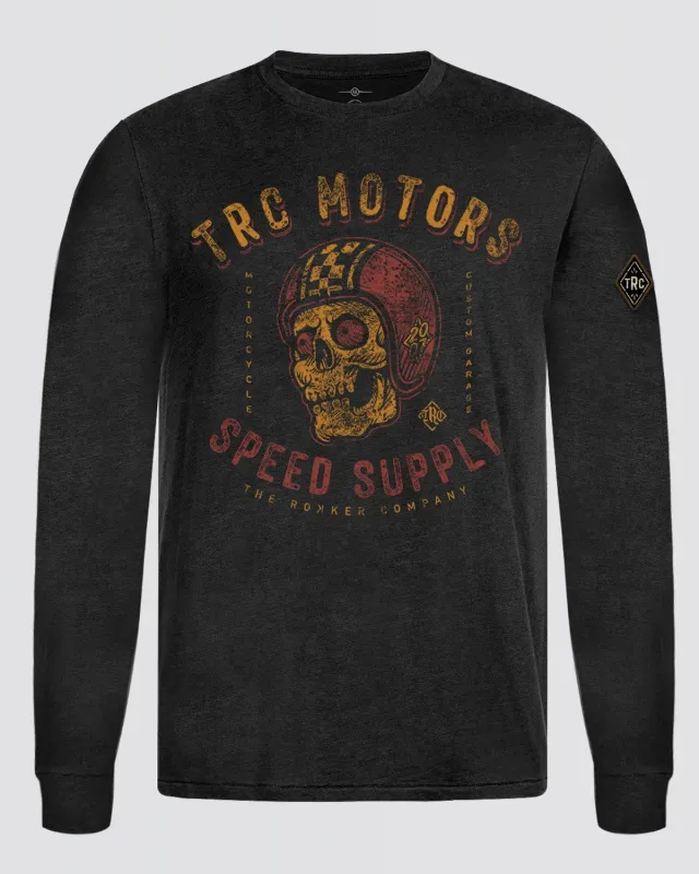 Rokker Skull longsleeve herre svart bomull