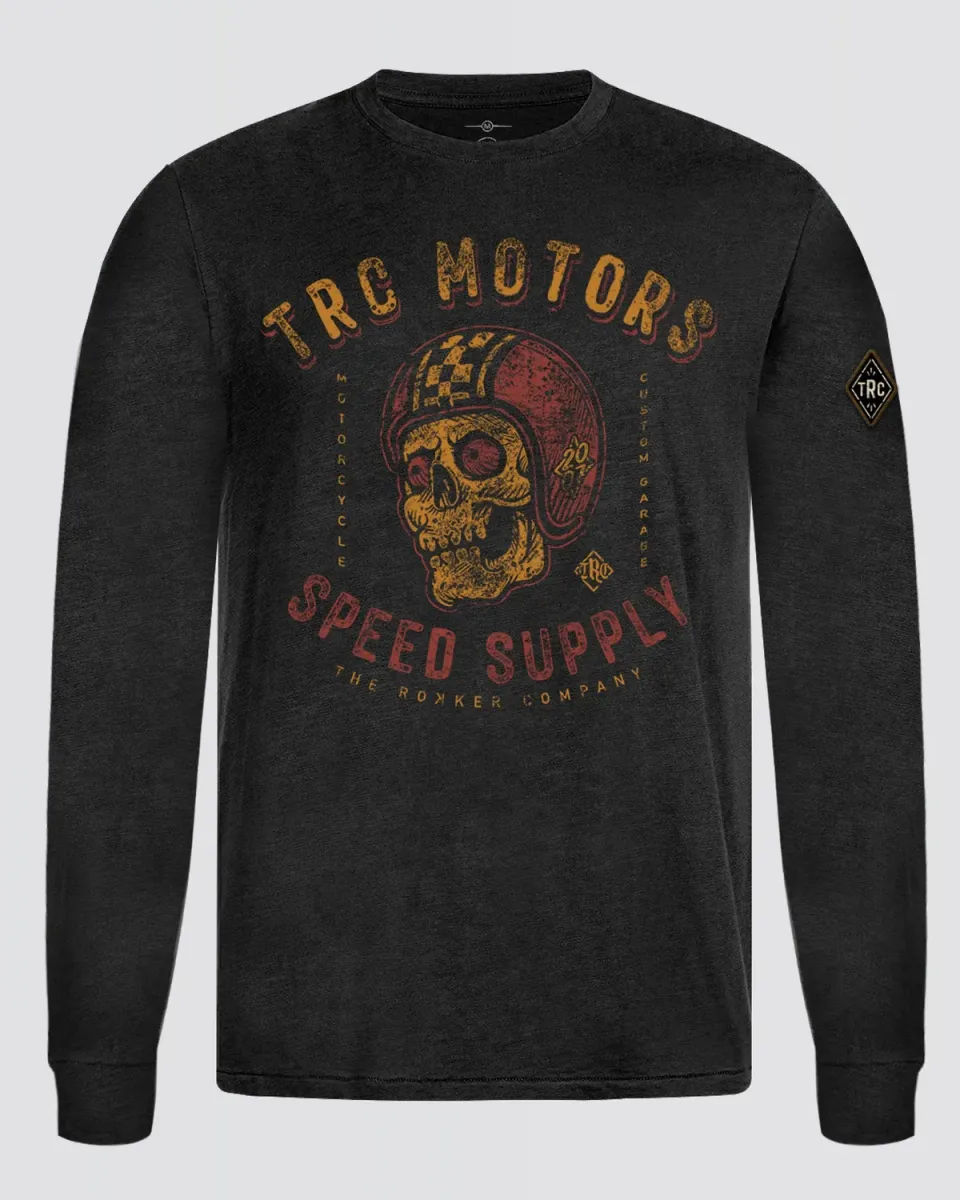 Rokker Skull longsleeve herre svart bomull