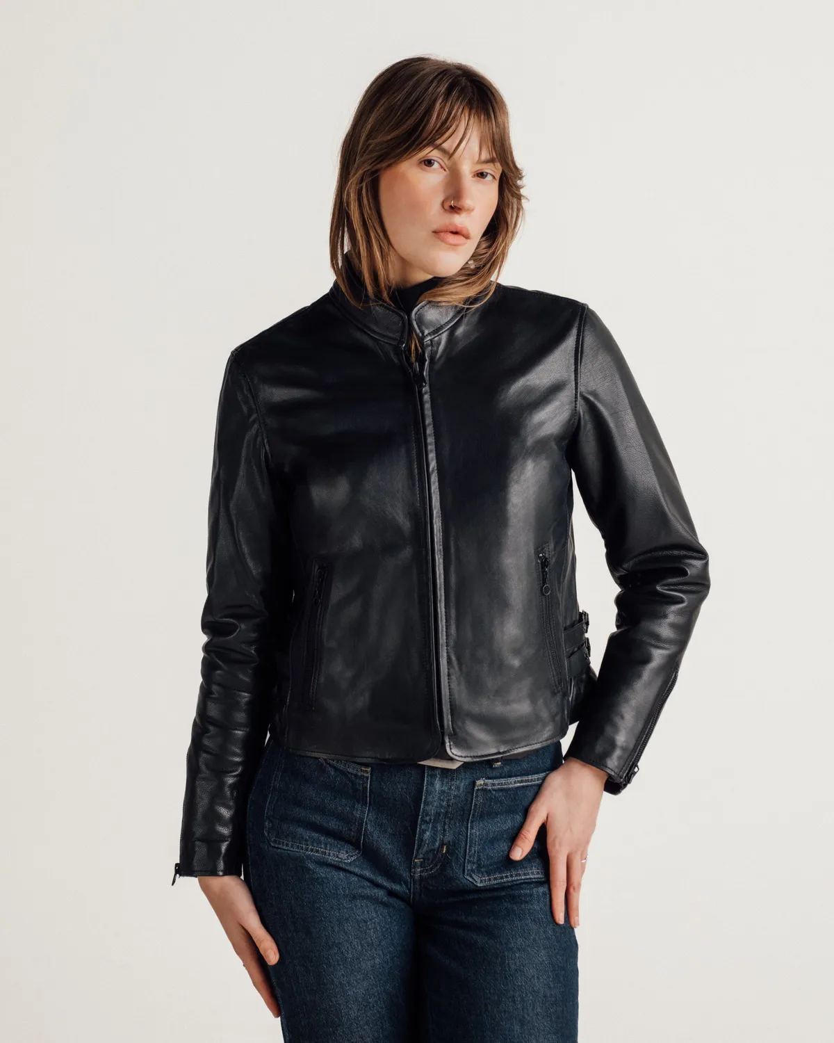 Schott NYC 2408W skinnjakke svart dame voksbehandlet