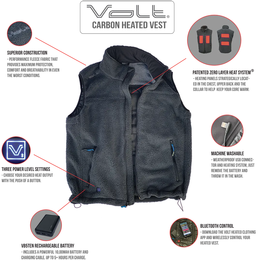 VoltHeat Carbon varmevest fleece svart vindavvisende