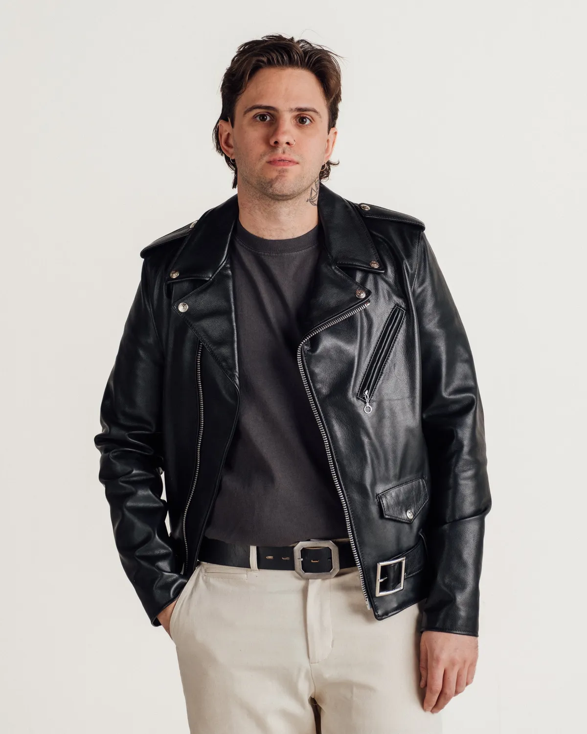 Schott NYC Perfecto 626 skinnjakke svart lett kuskinn