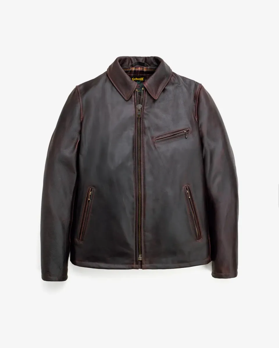 Schott NYC 557 skinnjakke brandy – burgunder cafe racer