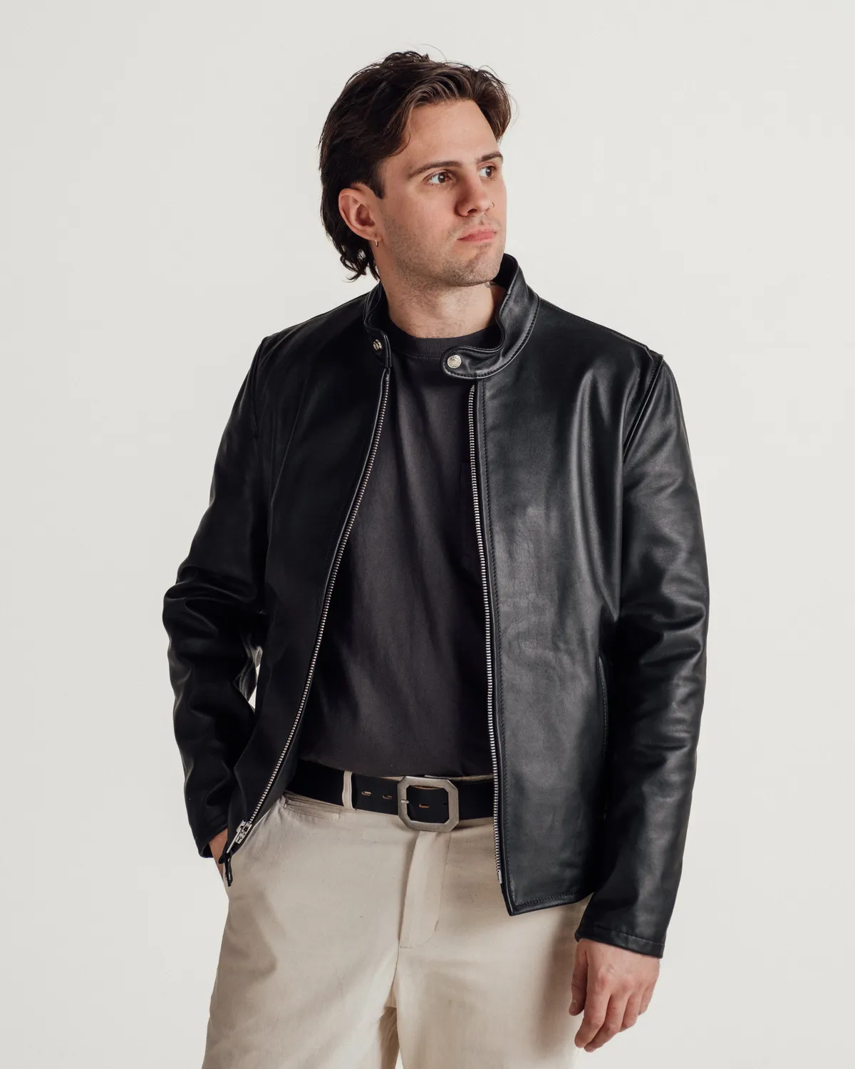 Schott NYC 554 café racer skinnjakke svart nubuck