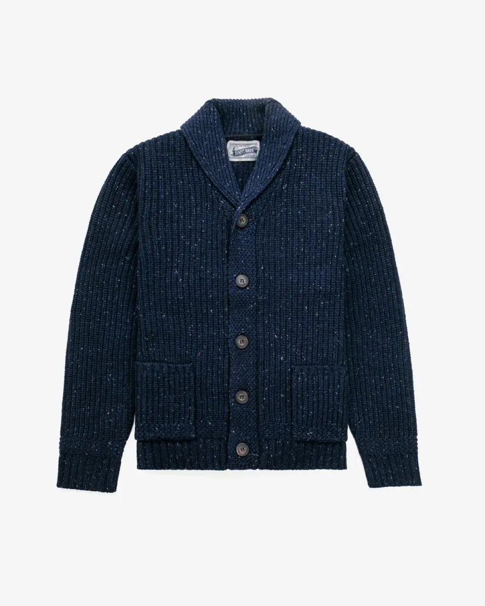 Schott NYC SW2560 cardigan ullmiks marine sjalskrage