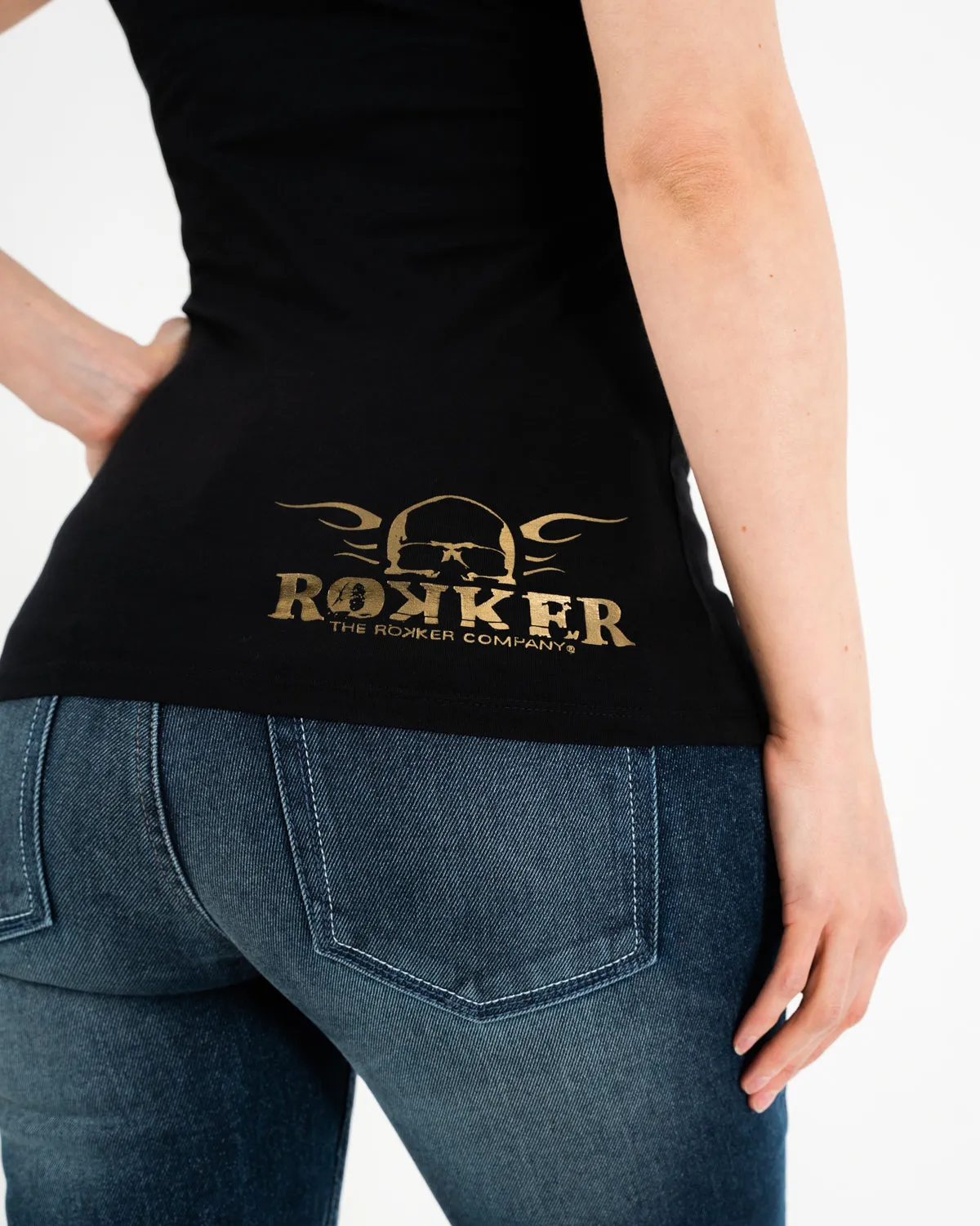 Rokker Diva t-skjorte dame gulltrykk
