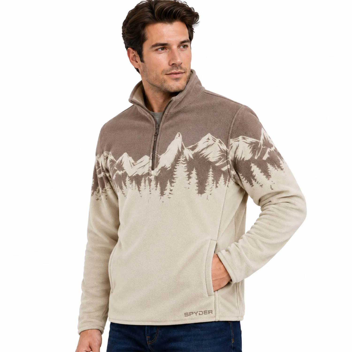 Spyder Print Sherpa genser quarter-zip varm