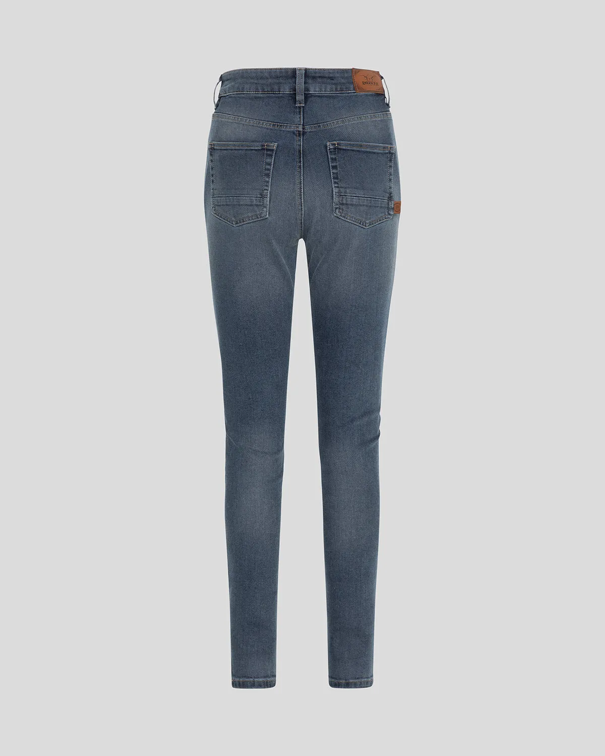 Rokkertech High Waist AA motorsykkeljeans blå stretch dame