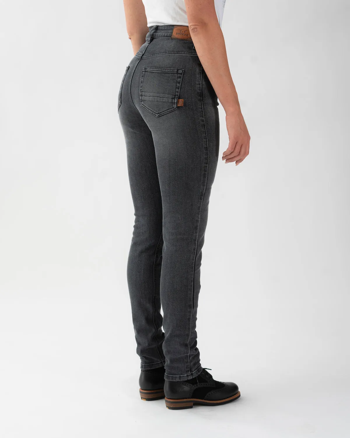 Rokker Rokkertech High Waist MC-jeans mørkegrå