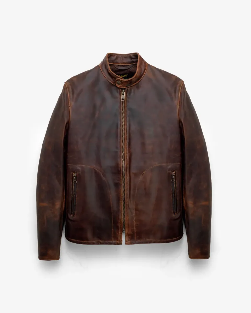 Schott NYC 581 cafe racer jakke brun nubuk