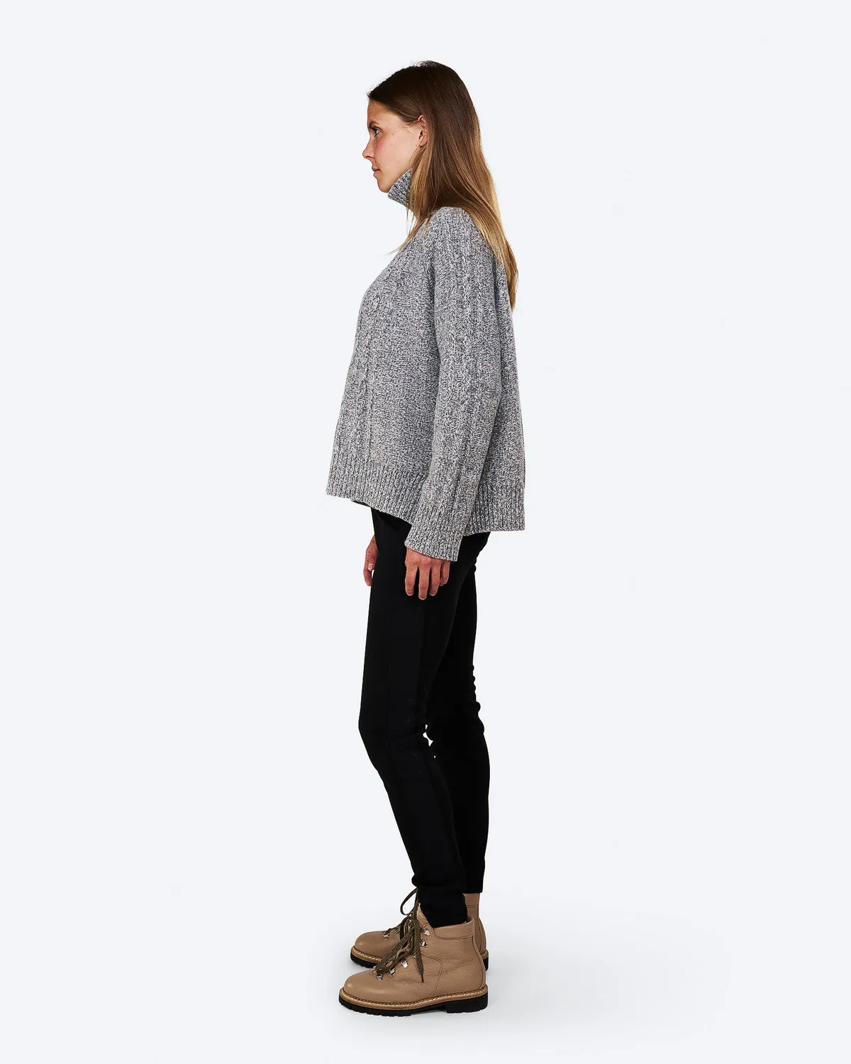 The Mountain Studio K-9 W rullekrage dame Grey Melange kashmir