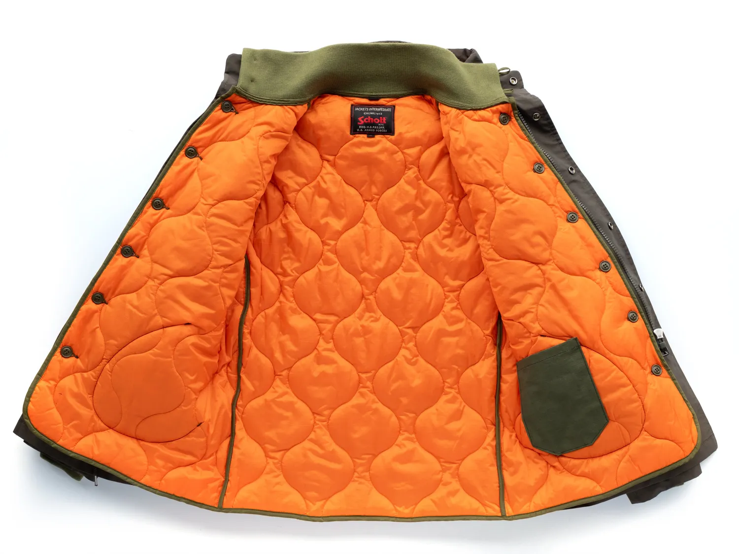 Schott NYC M-65 8560 feltjakke oliven vanntett