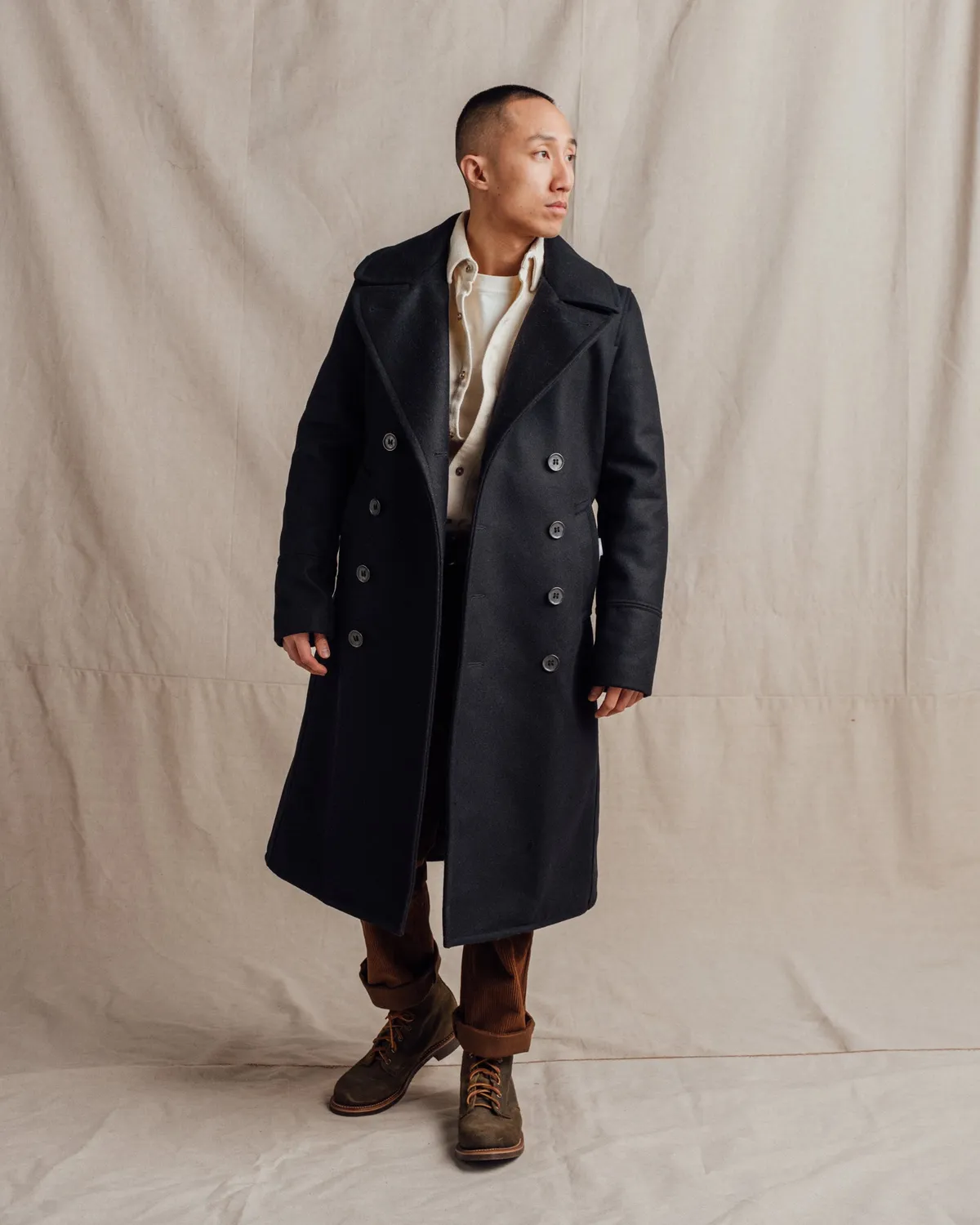 Schott NYC 790 kåpe navy ull lang offiser