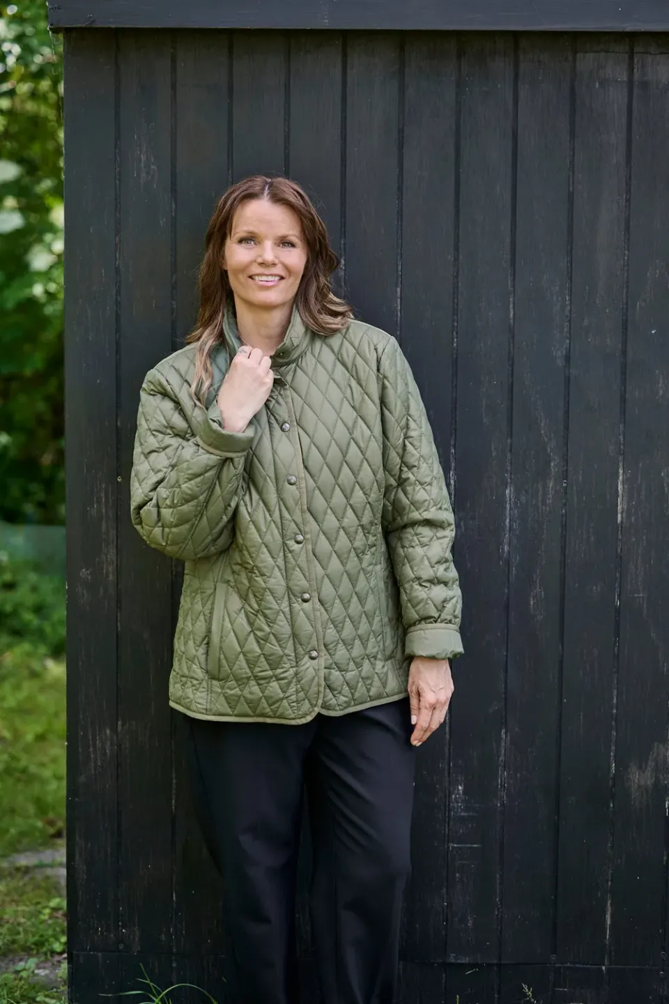 Danwear Maja vinterjakke olive kort quiltet