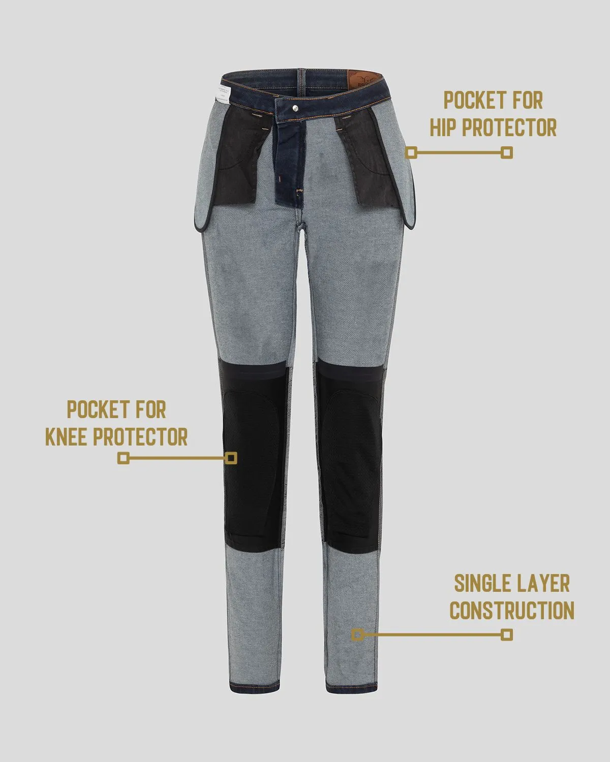 Rokker Rokkertech Mid Waist Slim motorsykkeljeans blå