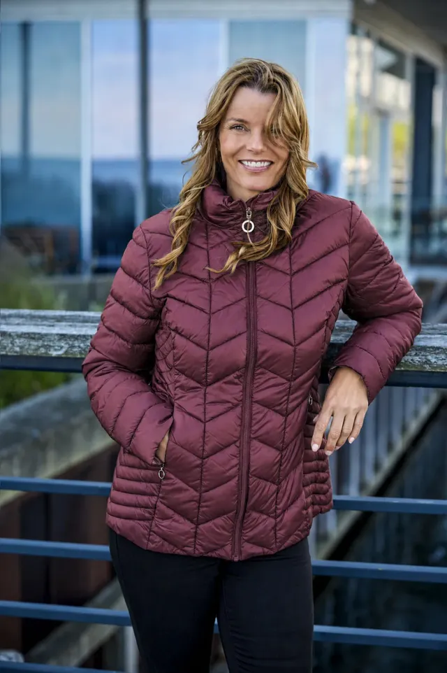 Danwear Windfield Gunda dunjakke vinrød lett