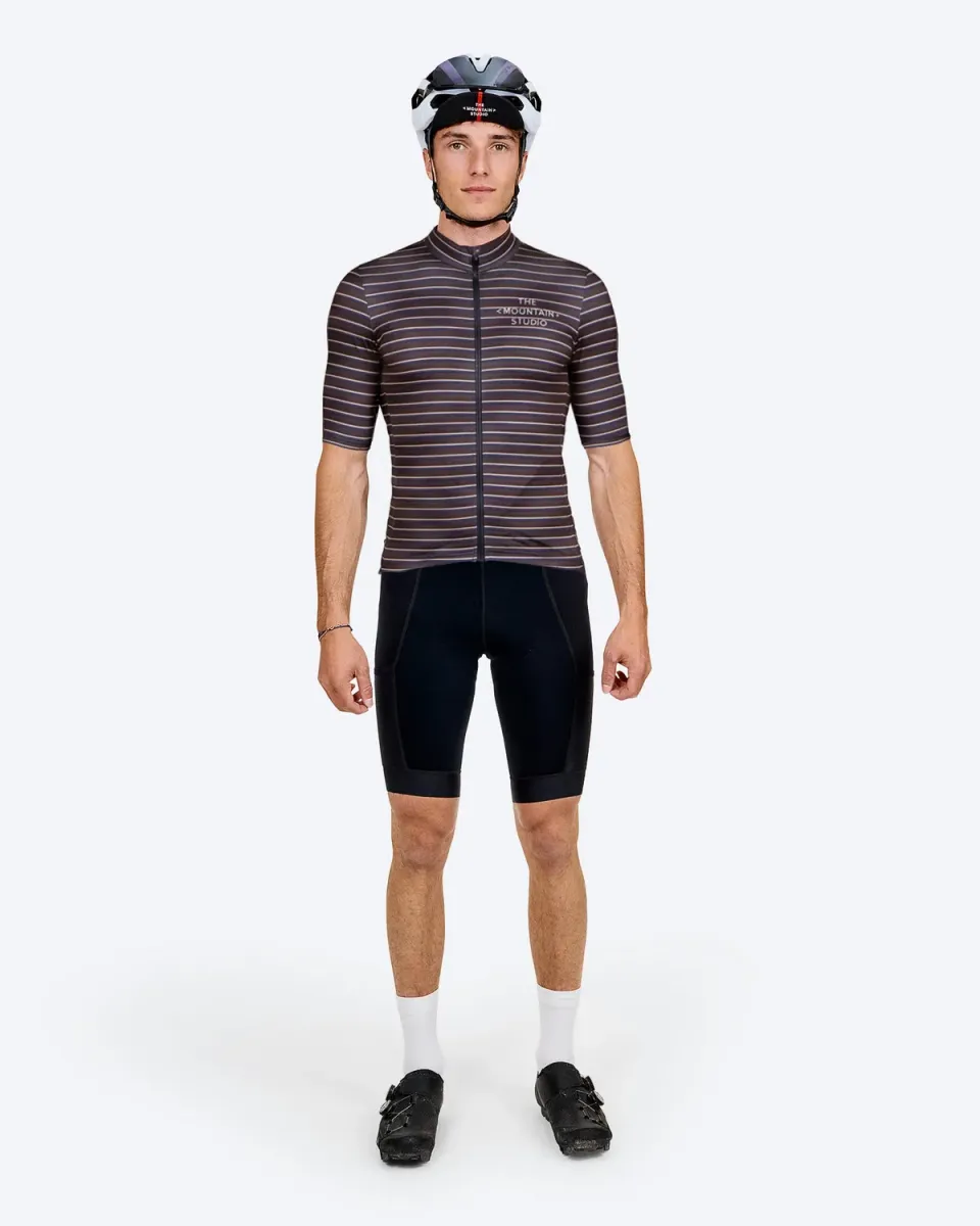 The Mountain Studio T-17 Gravel Stripe sykkeltrøye Peat stretch
