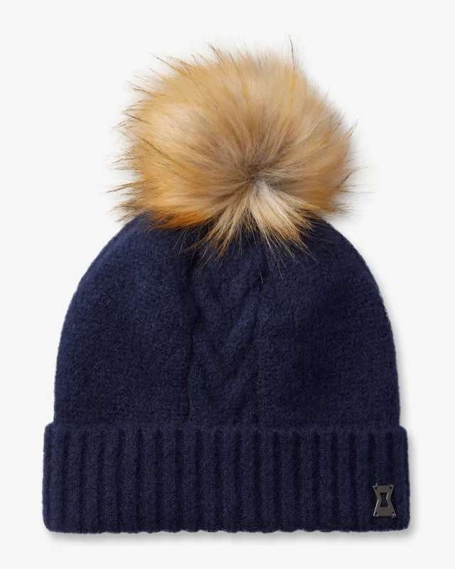 Spyder Plait Pom lue dame indigo ullblanding