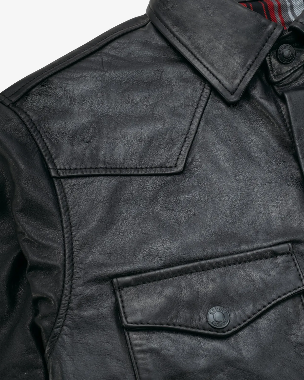 Schott NYC 5601SH skinnskjorte svart cowhide