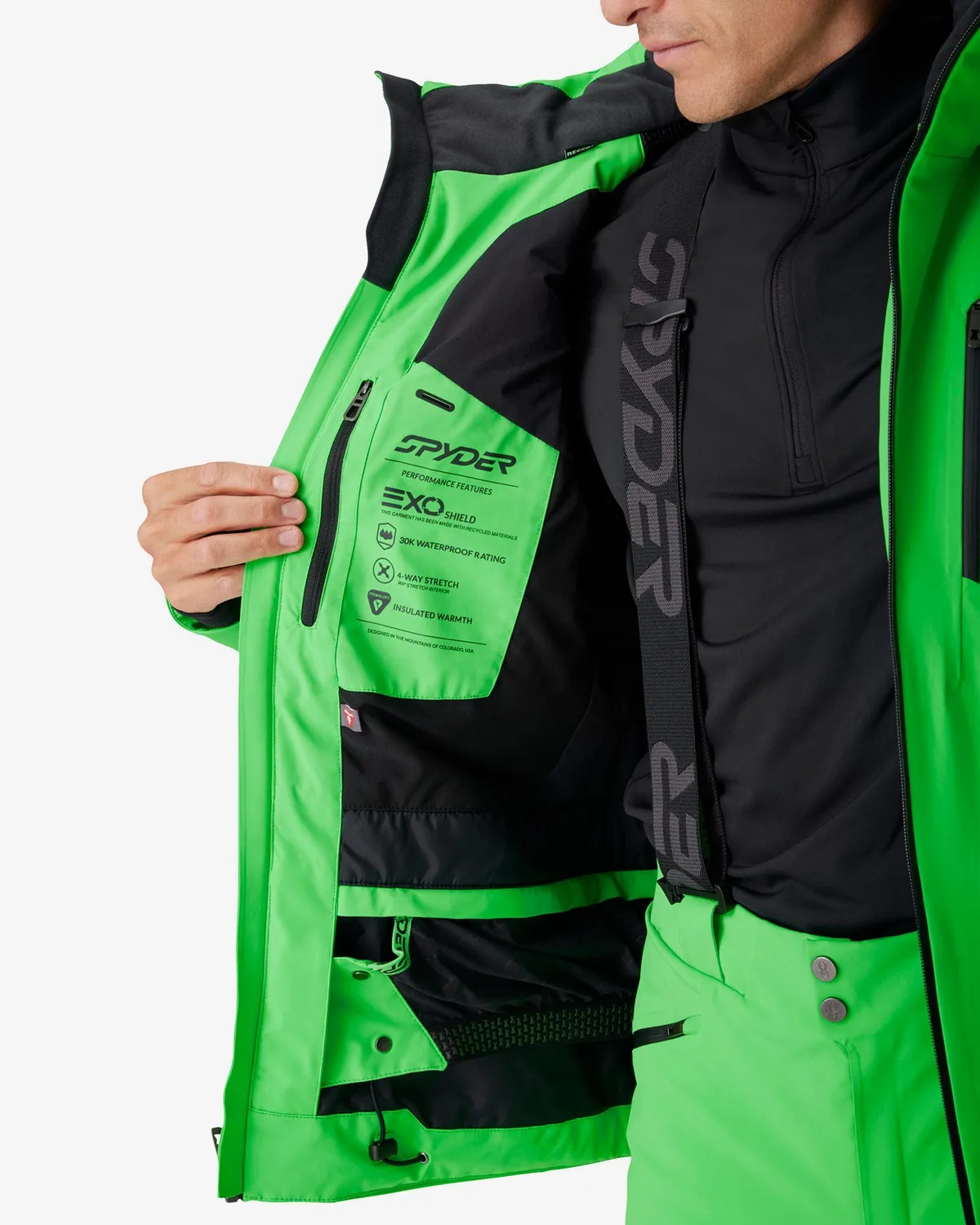 Spyder Alyeska skijakke herre strobe green 30K vanntett
