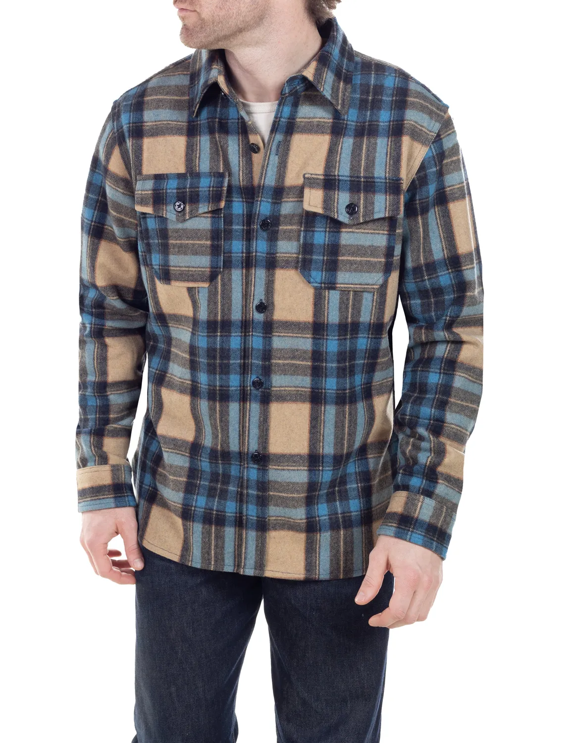 Schott NYC 7210P CPO-skjorte svart ullblanding 30"