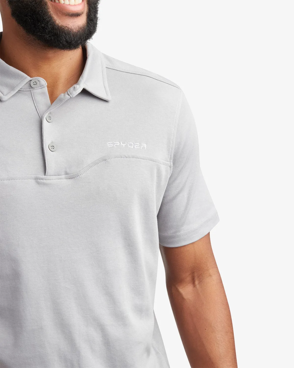 Spyder Interlock Polo Herre Pewter Bomull