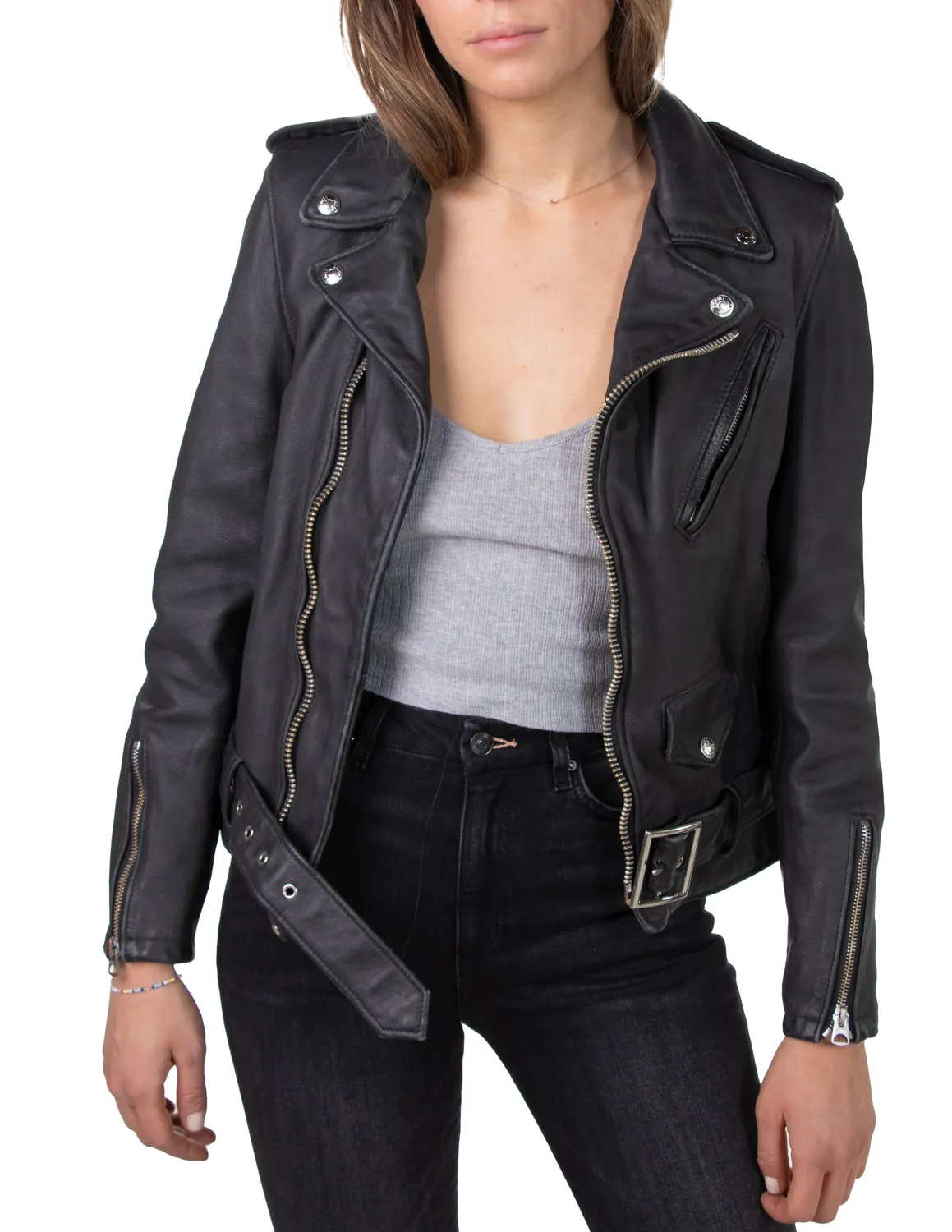 Schott NYC 626VNW mc-jakke black vintage skinn dame