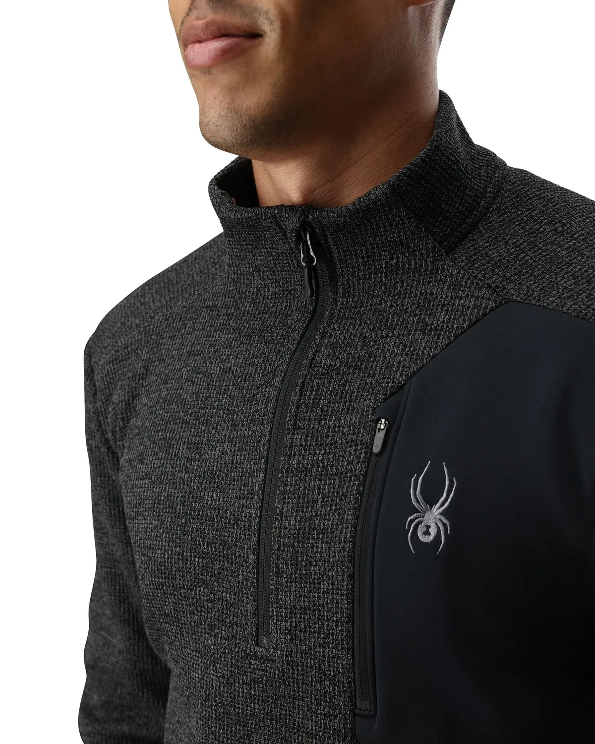 Spyder Bandit Half Zip fleecejakke limestone black M vindtett