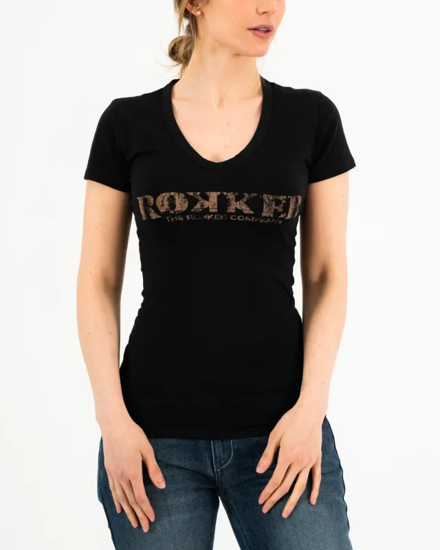 Rokker Vintage Lady T-skjorte svart stretch