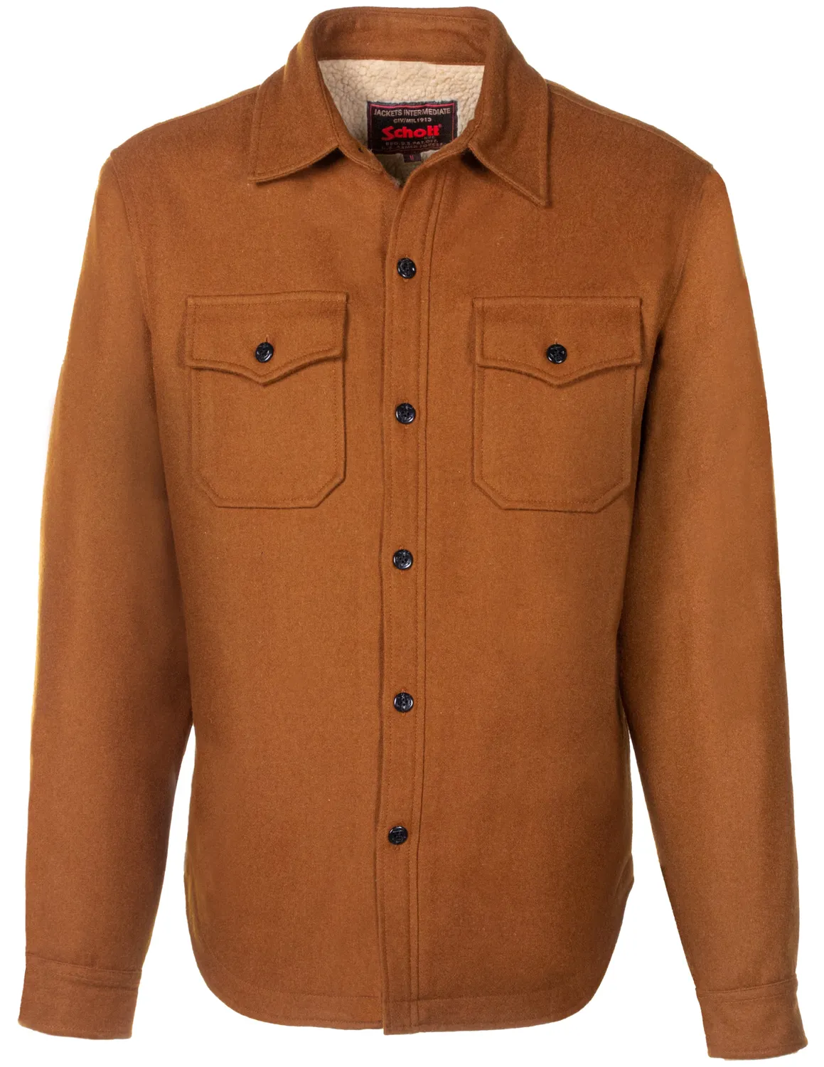 Schott NYC 7116 skjortejakke olive – foret CPO-jakke