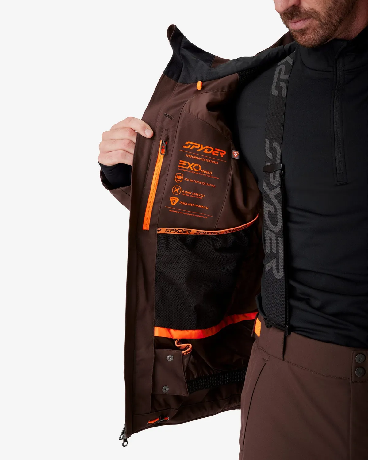 Spyder Davos skijakke herre Mocha 30K vanntett